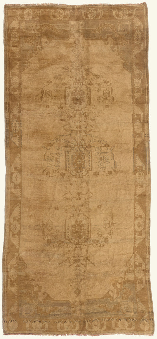 5 x 12 - Brown Vintage Turkish Oushak Rug - 50439