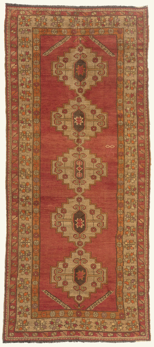 5 x 12 - Red Antique Turkish Oushak Rug - 50468