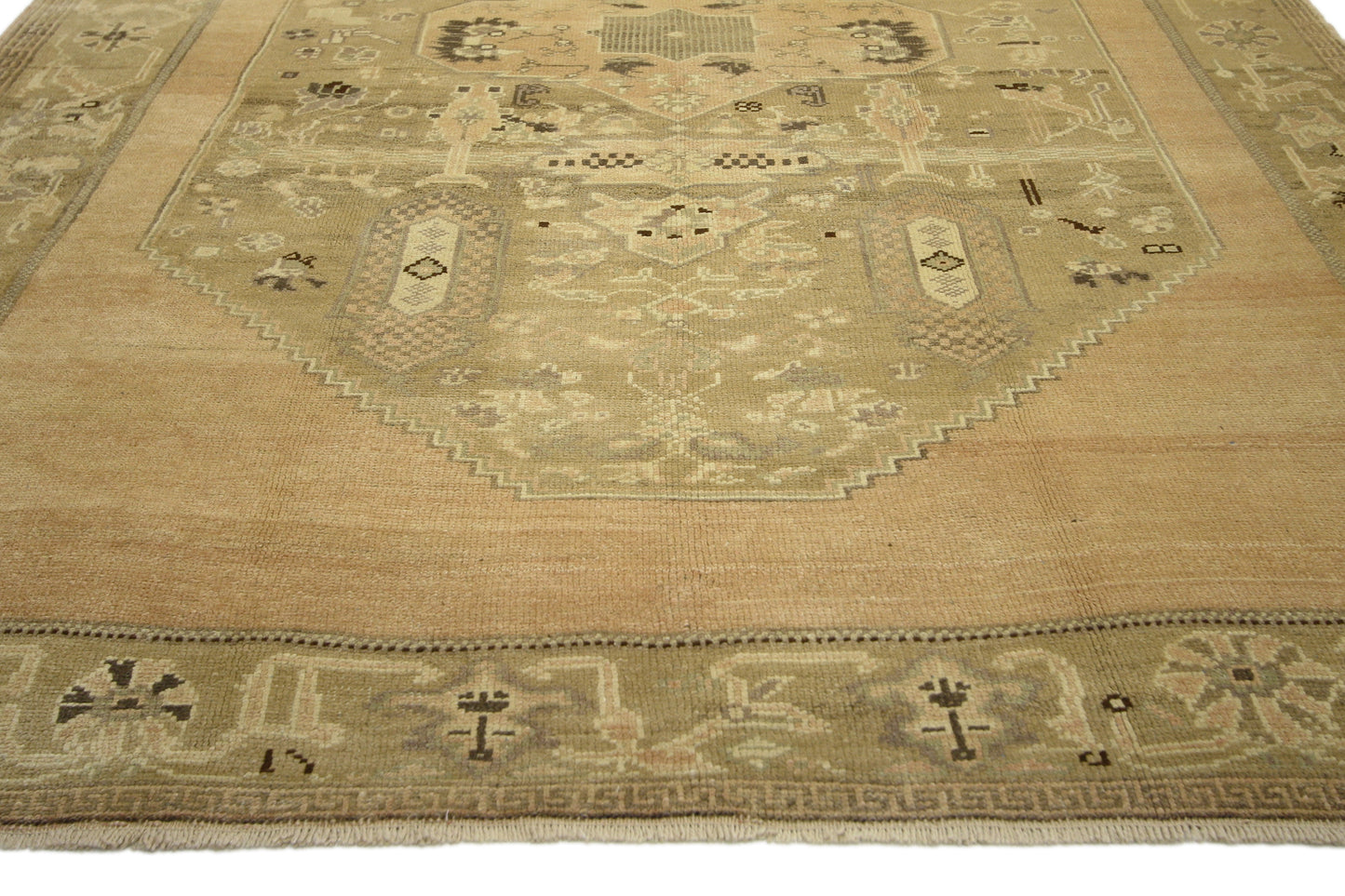 6 x 9 - Brown Vintage Turkish Oushak Rug - 50483