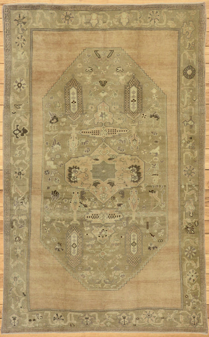 6 x 9 - Brown Vintage Turkish Oushak Rug - 50483