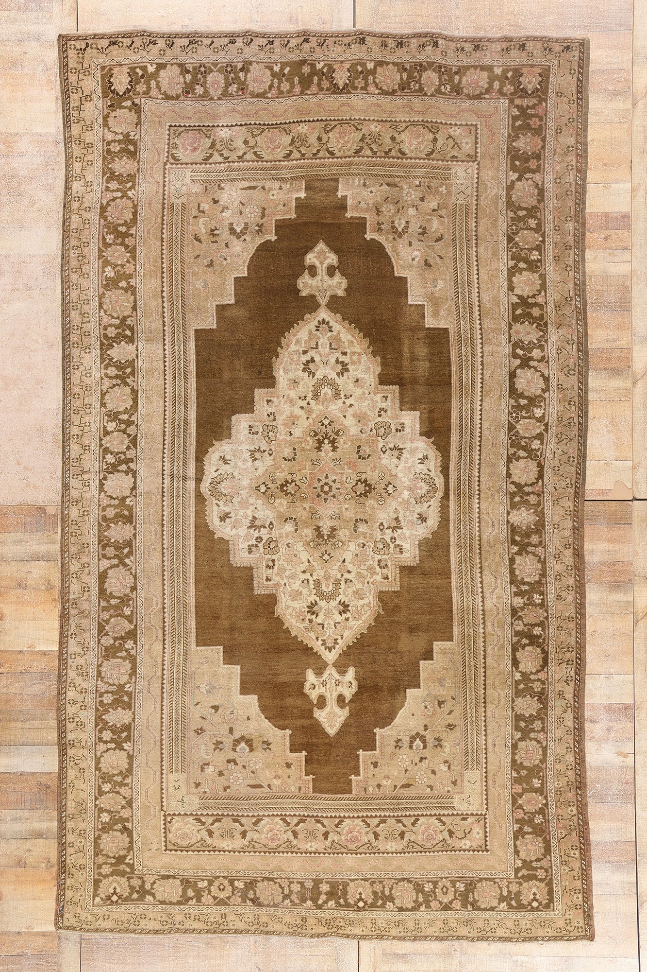 8 x 13 - Brown Vintage Turkish Oushak Rug - 50504