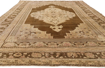8 x 13 - Brown Vintage Turkish Oushak Rug - 50504