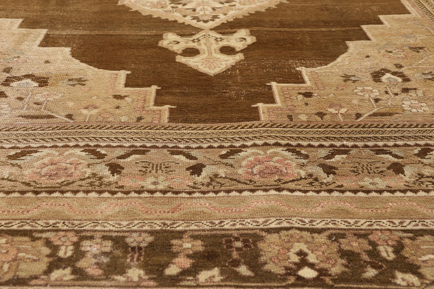 8 x 13 - Brown Vintage Turkish Oushak Rug - 50504