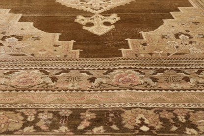 8 x 13 - Brown Vintage Turkish Oushak Rug - 50504