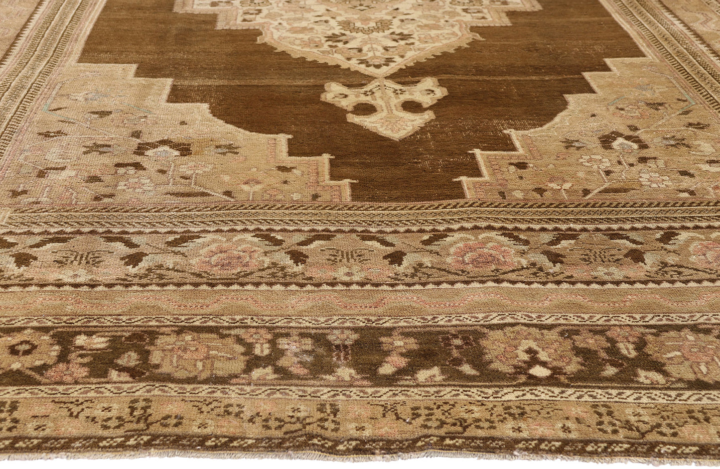 8 x 13 - Brown Vintage Turkish Oushak Rug - 50504