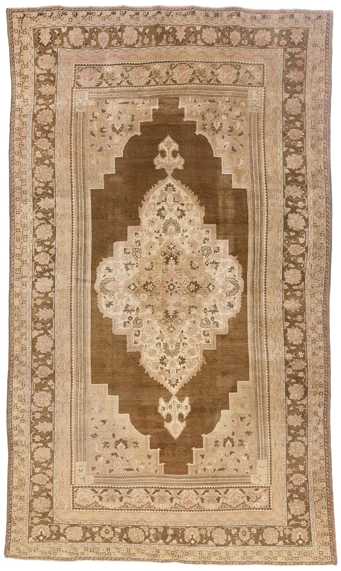 8 x 13 - Brown Vintage Turkish Oushak Rug - 50504