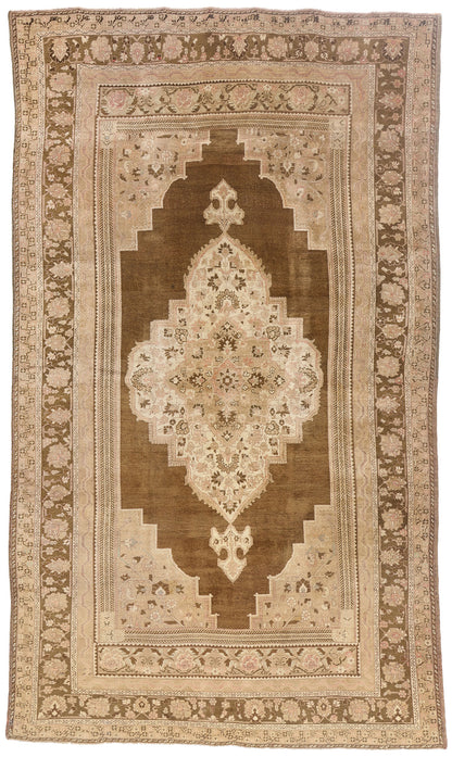 8 x 13 - Brown Vintage Turkish Oushak Rug - 50504