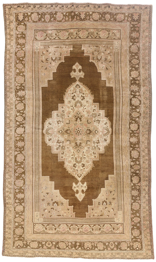8 x 13 - Brown Vintage Turkish Oushak Rug - 50504