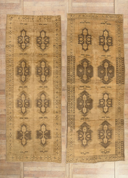 5 x 13 - Brown Vintage Turkish Oushak Rug - 50511