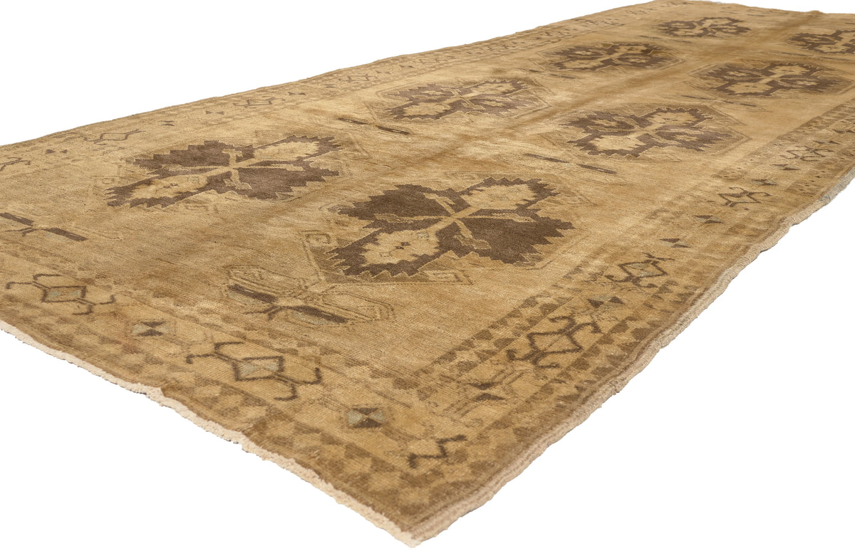 5 x 13 - Brown Vintage Turkish Oushak Rug - 50511