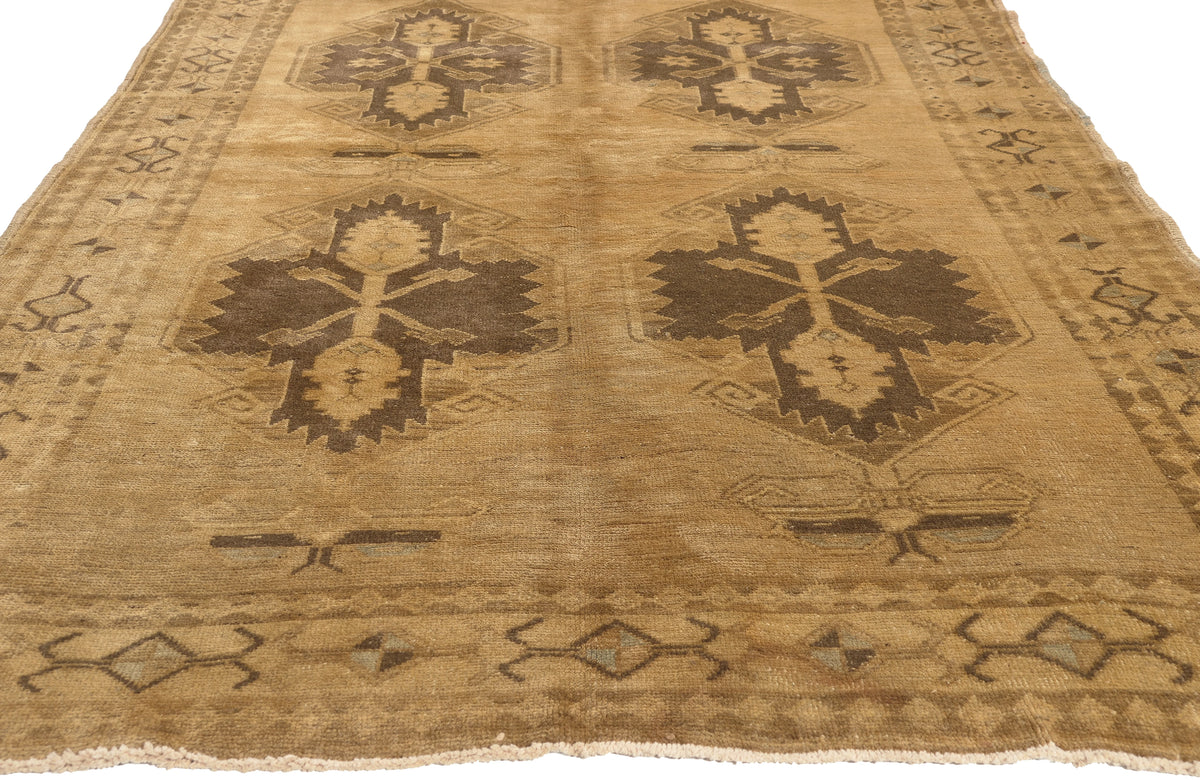 5 x 13 - Brown Vintage Turkish Oushak Rug - 50511