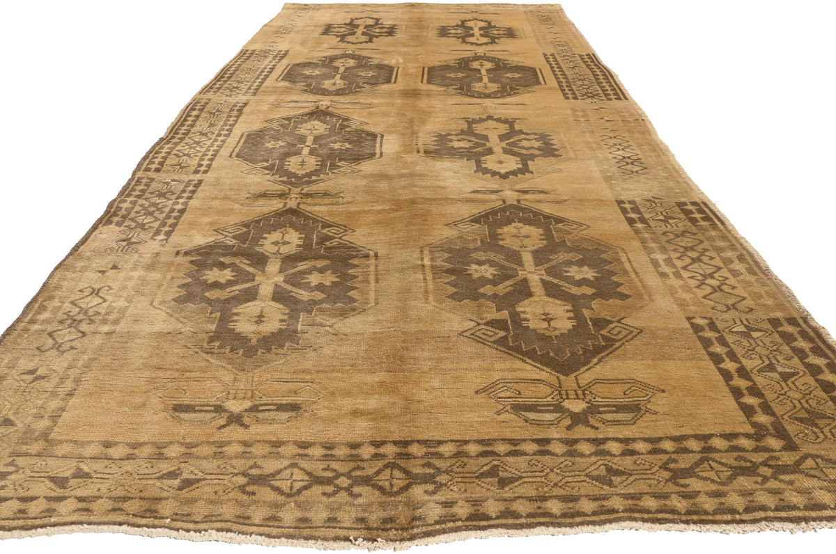 5 x 13 - Brown Vintage Turkish Oushak Rug - 50512