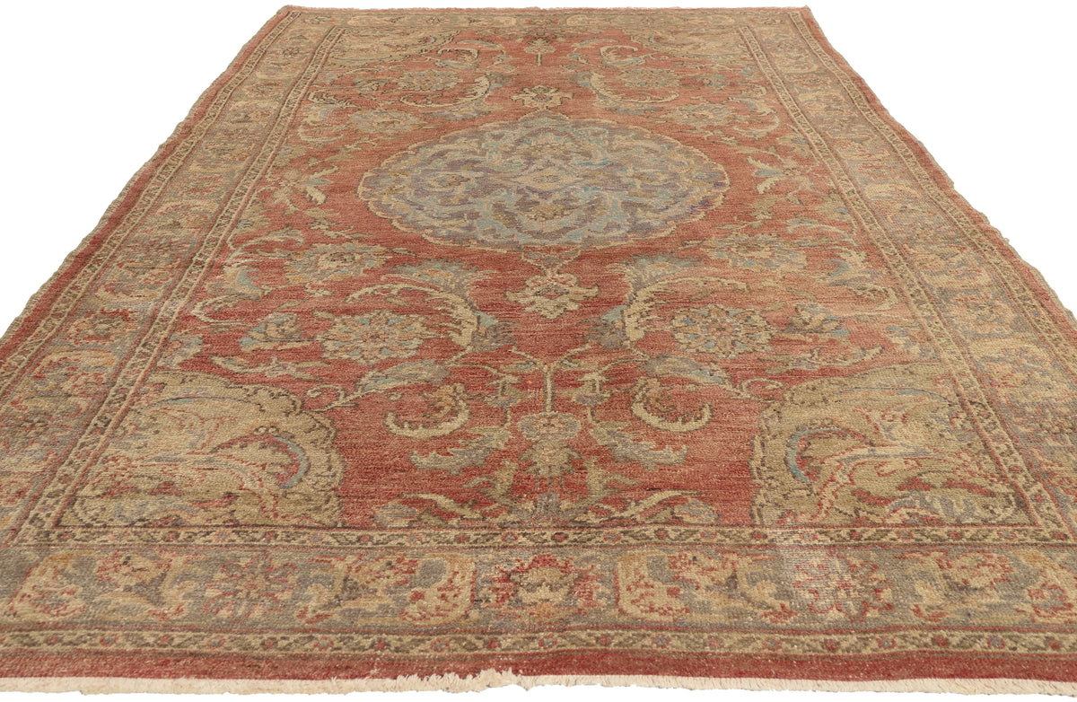 5 x 9 - Rust Vintage Turkish Oushak Rug - 50523