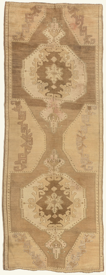 5 x 13 - Brown Vintage Turkish Oushak Rug - 50581
