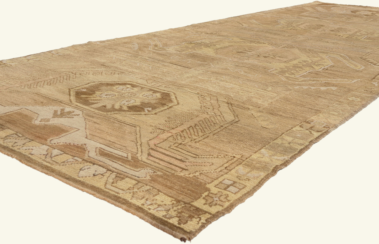 5 x 15 - Brown Vintage Turkish Oushak Rug - 50582