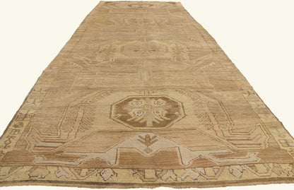 5 x 15 - Brown Vintage Turkish Oushak Rug - 50582