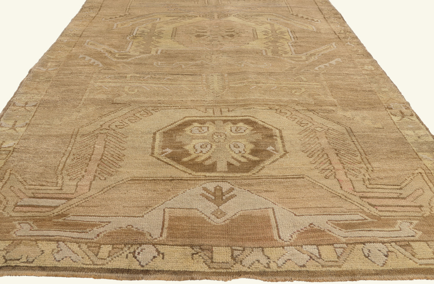 5 x 15 - Brown Vintage Turkish Oushak Rug - 50582