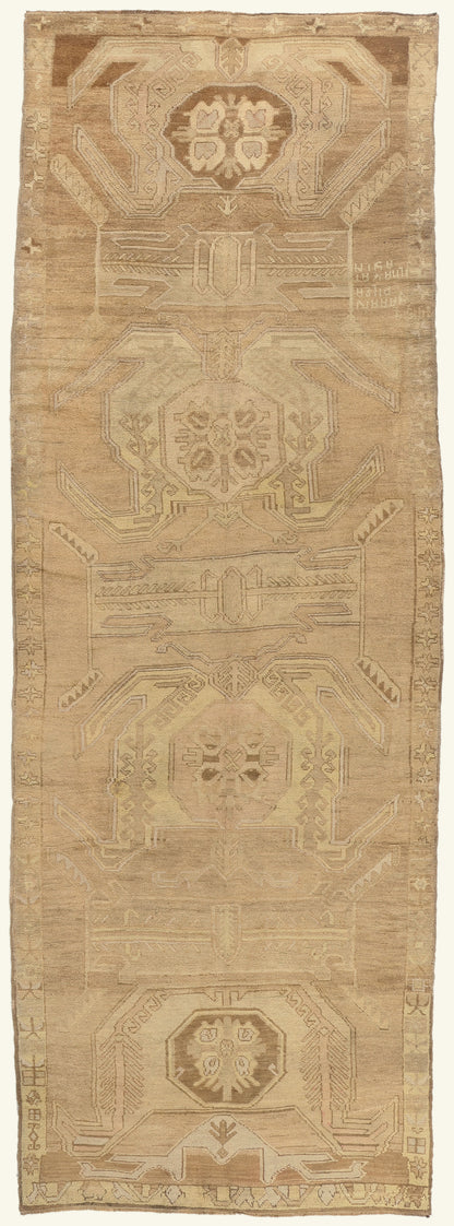 5 x 15 - Brown Vintage Turkish Oushak Rug - 50582
