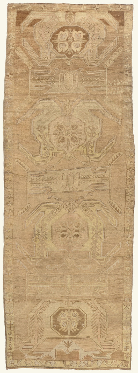 5 x 15 - Brown Vintage Turkish Oushak Rug - 50582