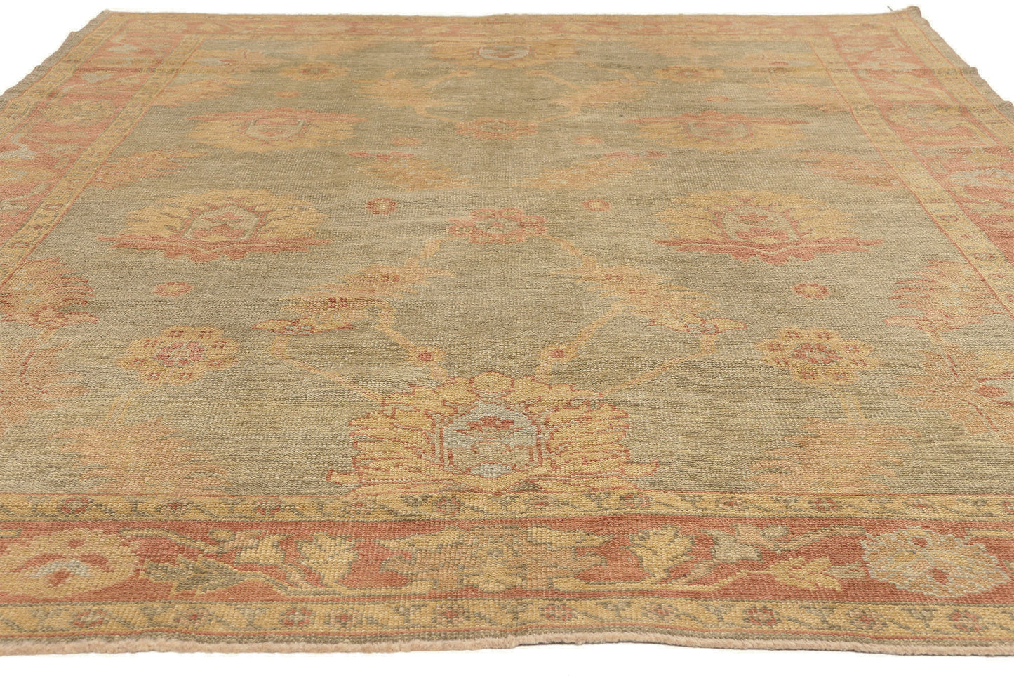 7 x 10 - Green Turkish Oushak Rug - 50594