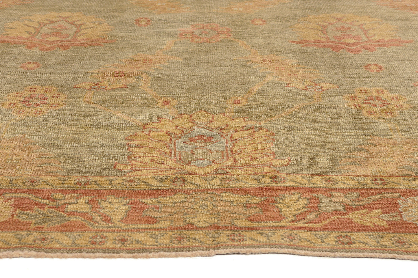 7 x 10 - Green Turkish Oushak Rug - 50594