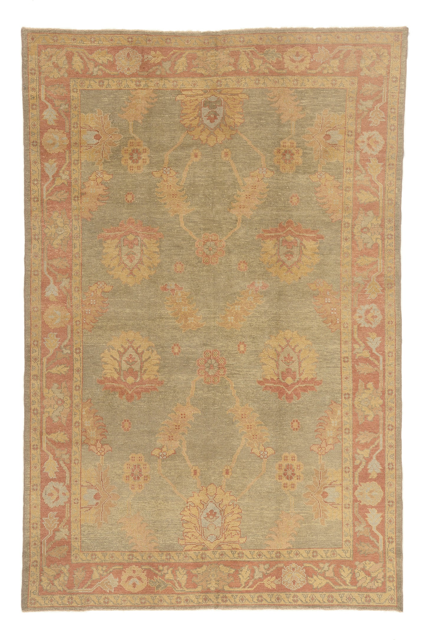 7 x 10 - Green Turkish Oushak Rug - 50594