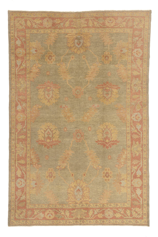 7 x 10 - Green Turkish Oushak Rug - 50594