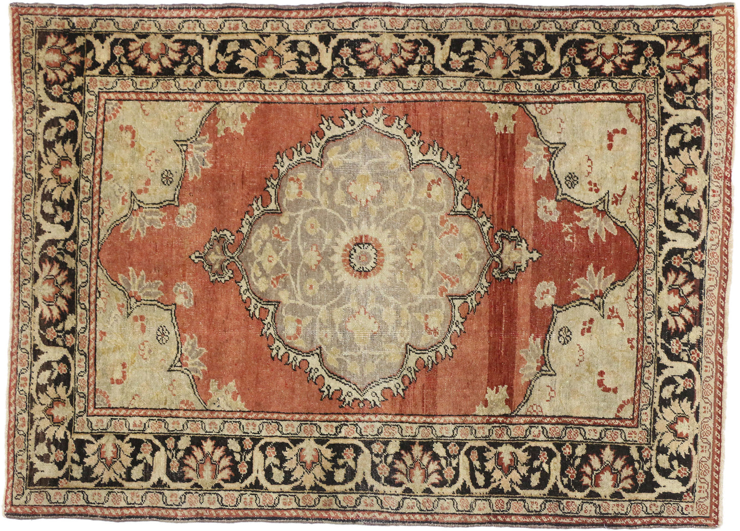 4 x 6 Vintage Turkish Oushak Rug 50632