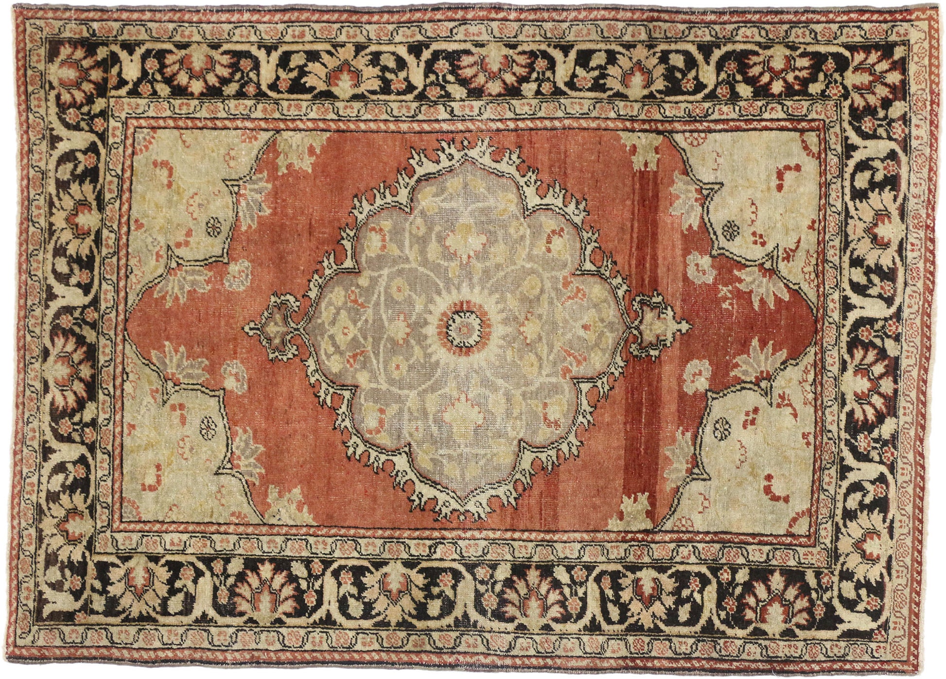 4 x 6 Vintage Turkish Oushak Rug 50632