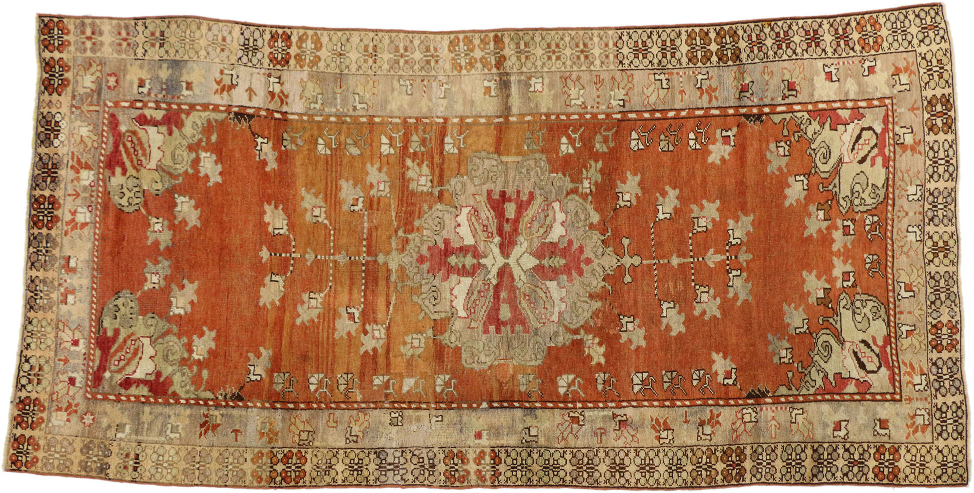 4 x 9 Antique Turkish Oushak Runner 50634