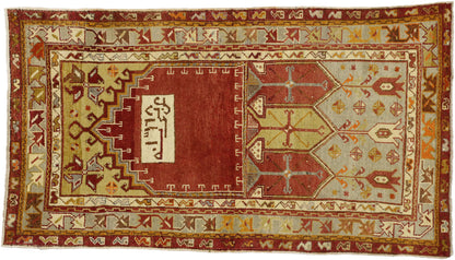 3 x 6 Vintage Turkish Oushak Prayer Rug 50635