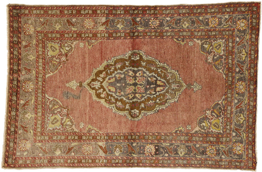 4 x 5 Vintage Turkish Oushak Rug 50656