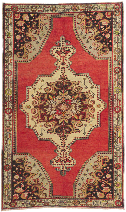 5 x 8 - Red Vintage Turkish Oushak Rug - 50722