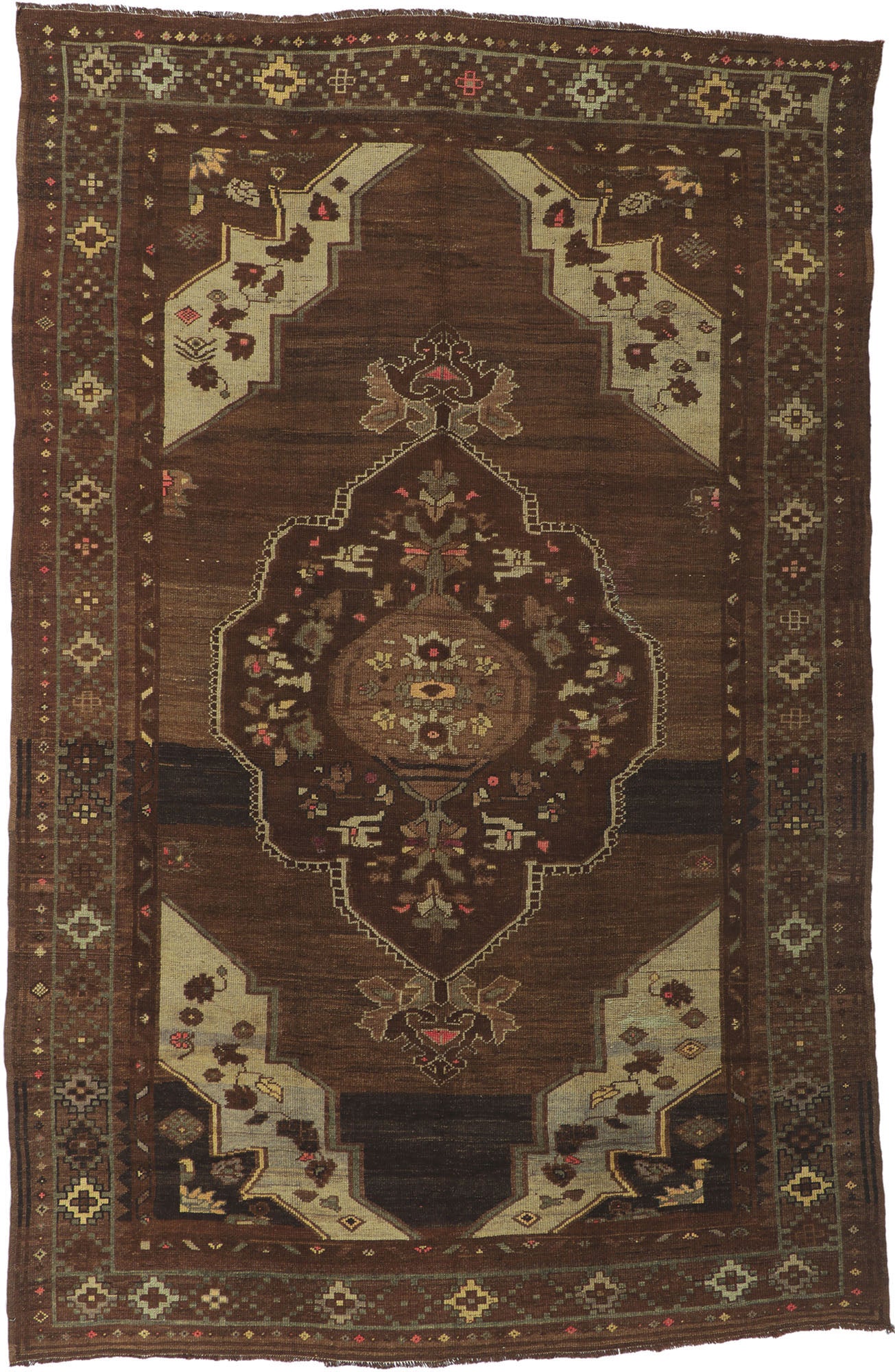 7 x 11 - Brown Vintage Turkish Kars Rug - 50748