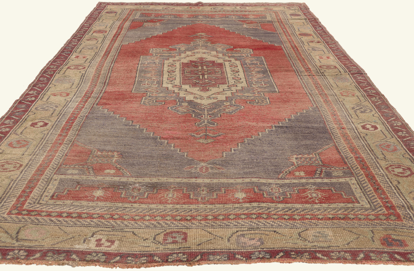 5 x 9 - Red Vintage Turkish Oushak Rug - 50758