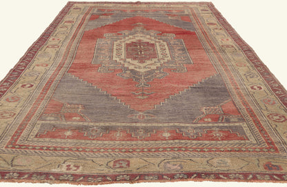 5 x 9 - Red Vintage Turkish Oushak Rug - 50758