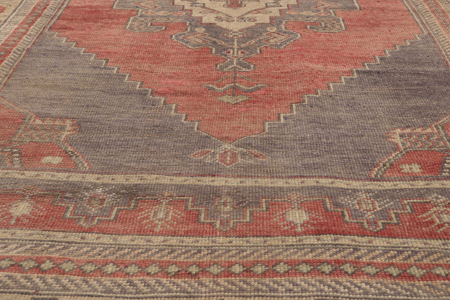 5 x 9 - Red Vintage Turkish Oushak Rug - 50758