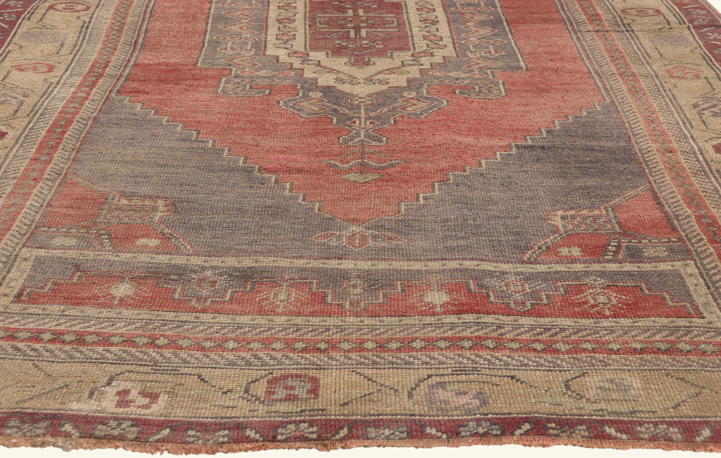 5 x 9 - Red Vintage Turkish Oushak Rug - 50758
