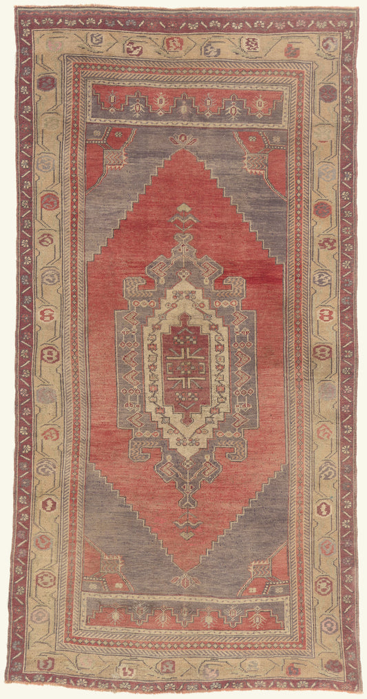 5 x 9 - Red Vintage Turkish Oushak Rug - 50758