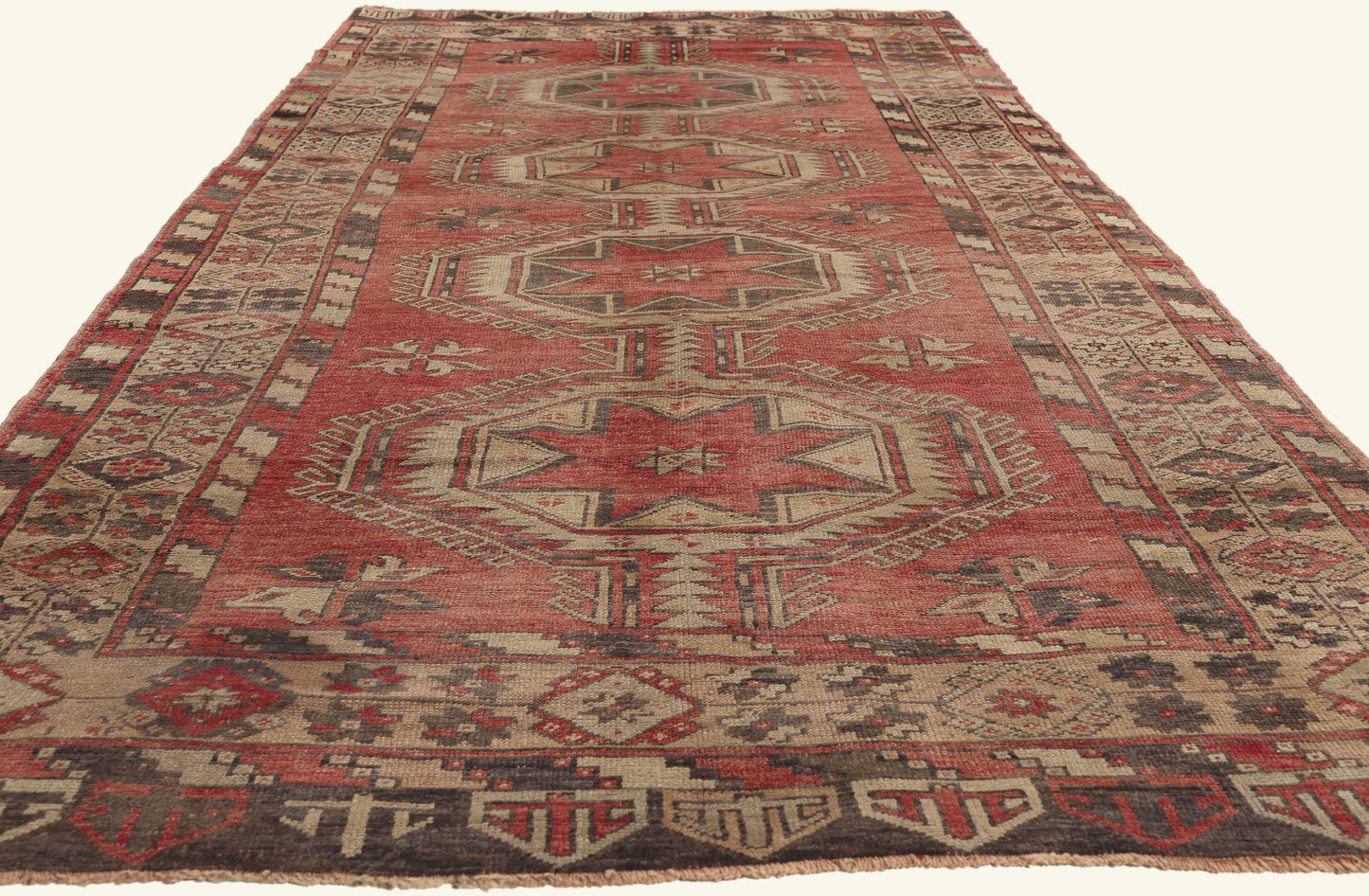 5 x 12 - Red Vintage Turkish Oushak Rug - 50766
