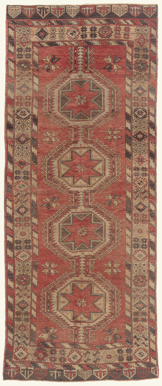 5 x 12 - Red Vintage Turkish Oushak Rug - 50766
