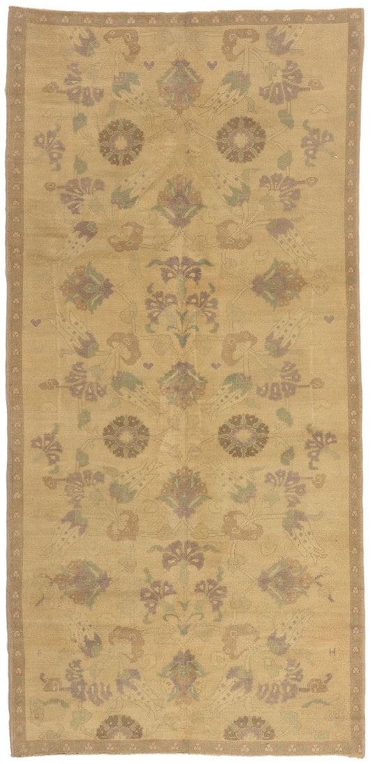 5 x 11 - Tan Vintage Turkish Oushak Rug - 50843