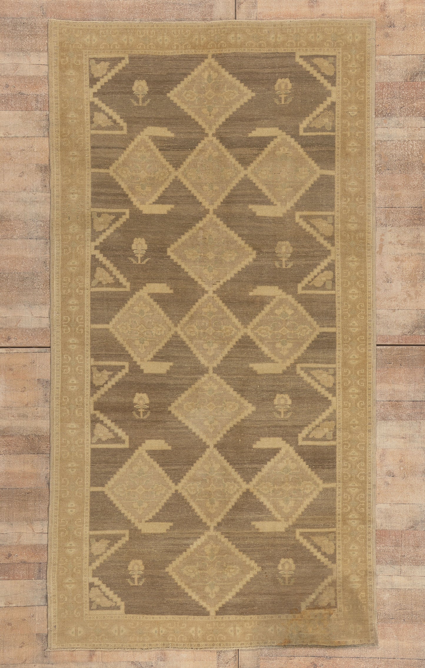 5 x 10 - Brown Vintage Turkish Oushak Rug - 50845