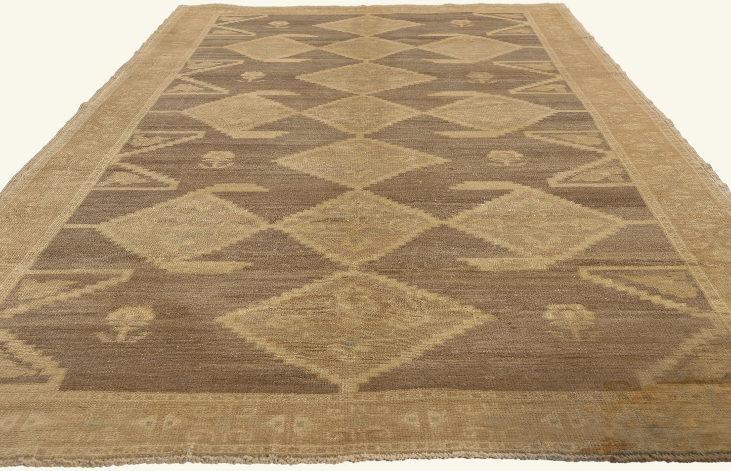 5 x 10 - Brown Vintage Turkish Oushak Rug - 50845