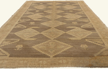 5 x 10 - Brown Vintage Turkish Oushak Rug - 50845
