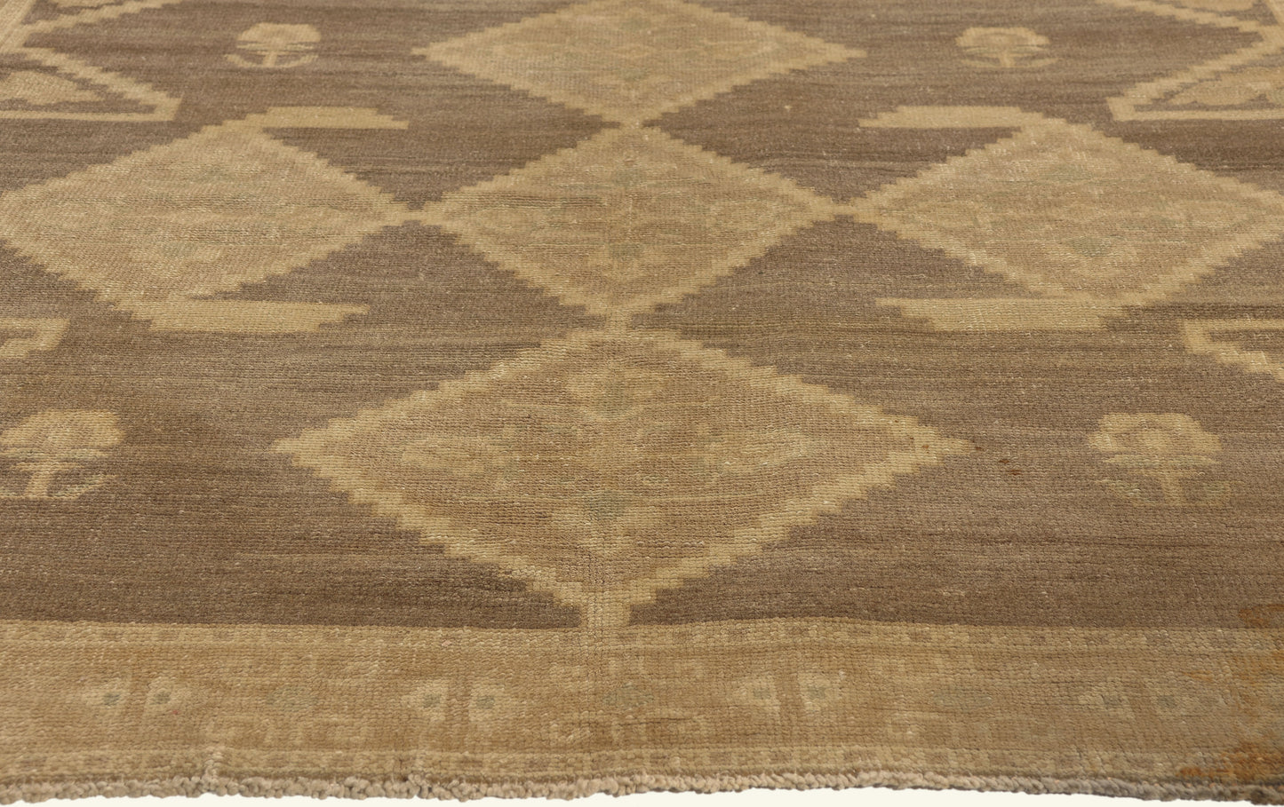 5 x 10 - Brown Vintage Turkish Oushak Rug - 50845