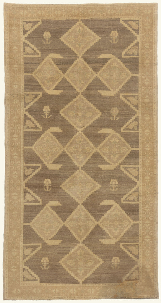 5 x 10 - Brown Vintage Turkish Oushak Rug - 50845
