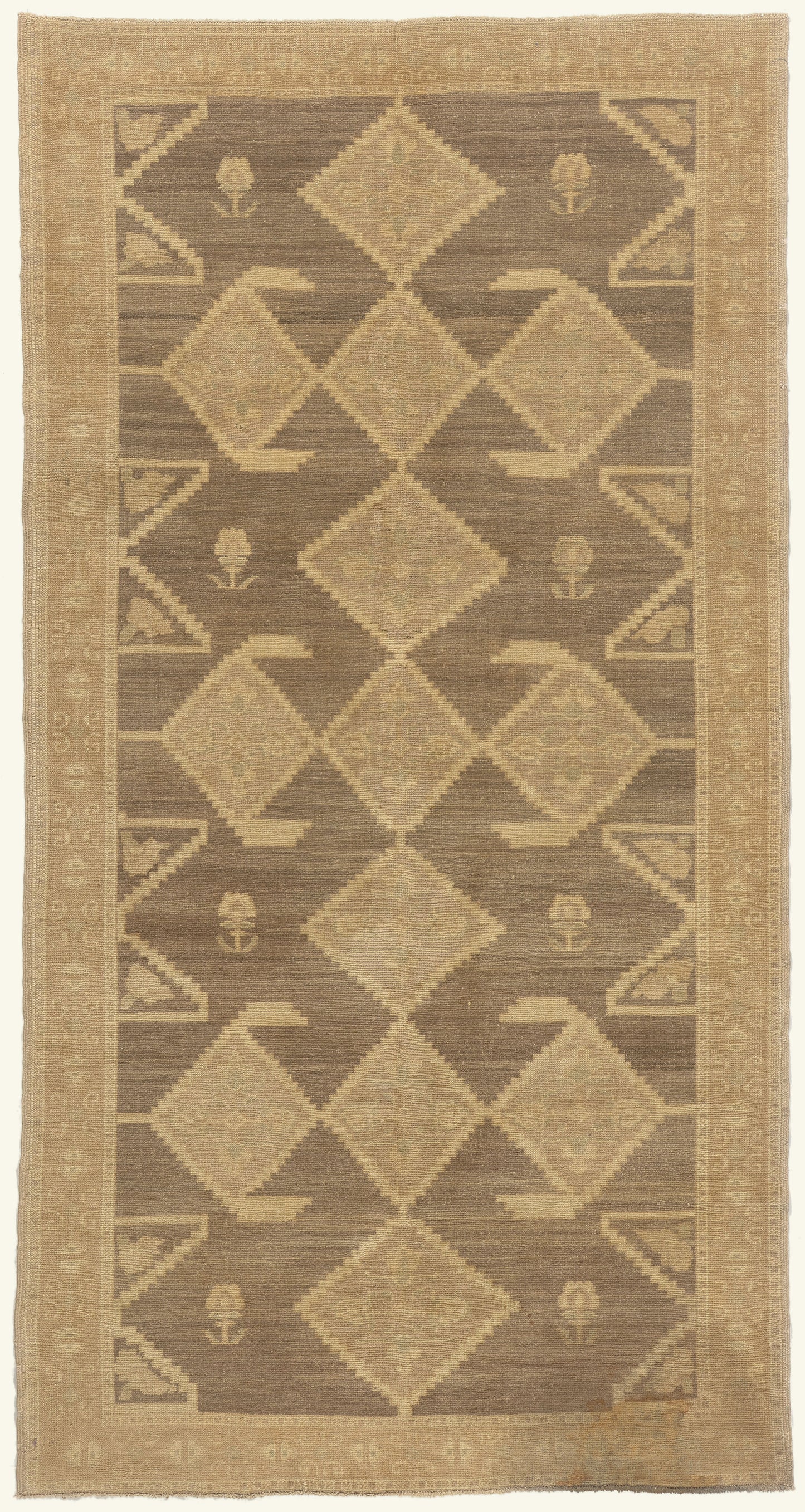 5 x 10 - Brown Vintage Turkish Oushak Rug - 50845