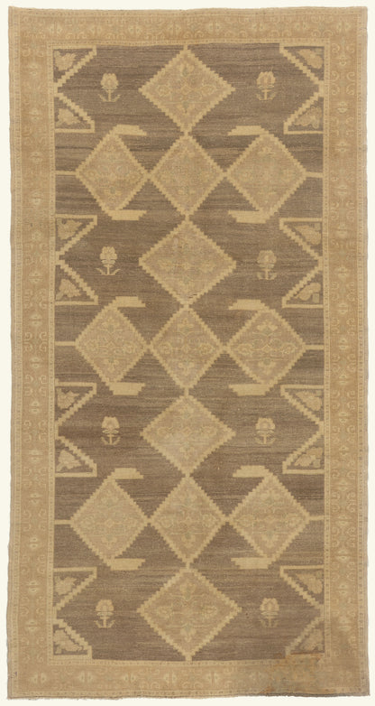 5 x 10 - Brown Vintage Turkish Oushak Rug - 50845