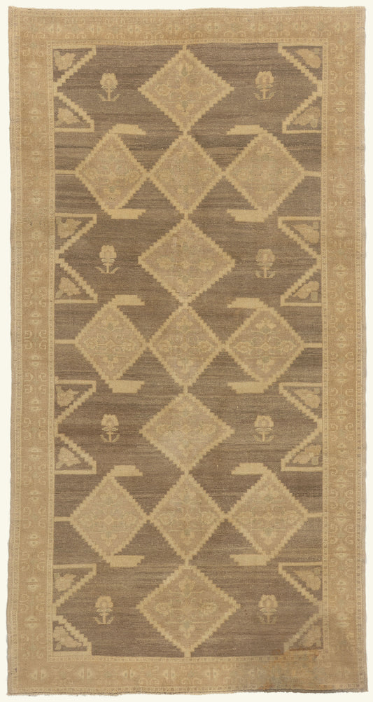 5 x 10 - Brown Vintage Turkish Oushak Rug - 50845
